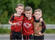 4 June 2017; Down supporters, left to right, Mattie O'Hare, aged 5, James O'Hare, aged 6, and Conor O'Hare, aged 3, from Burren, Co Down, ahead of the Ulster GAA Football Senior Championship Quarter-Final match between Down and Armagh at Páirc Esler, in Newry. Photo by Daire Brennan/Sportsfile