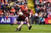 4 June 2017; Niall Donnelly of Down in action against Rory Grugan of Armagh during the Ulster GAA Football Senior Championship Quarter-Final match between Down and Armagh at Páirc Esler, in Newry. Photo by Philip Fitzpatrick/Sportsfile
