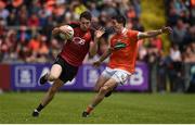 4 June 2017; Niall Donnelly of Down in action against Rory Grugan of Armagh during the Ulster GAA Football Senior Championship Quarter-Final match between Down and Armagh at Páirc Esler, in Newry. Photo by Philip Fitzpatrick/Sportsfile