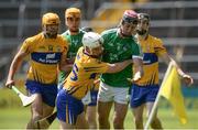 4 June 2017; Lorcan Lyons of Limerick in action against Shane McGrath of Clare during the Munster GAA Hurling U25 Championship Semi-Final match between Limerick and Clare at Semple Stadium, in Thurles, Co. Tipperary. Photo by Diarmuid Greene/Sportsfile