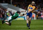 4 June 2017; Conor McGrath of Clare in action against Declan Hannon of Limerick during the Munster GAA Hurling Senior Championship Semi-Final between Limerick and Clare at Semple Stadium in Thurles, Co. Tipperary. Photo by Diarmuid Greene/Sportsfile