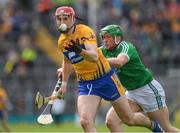 4 June 2017; David Fitzgerald of Clare in action against Shane Dowling of Limerick during the Munster GAA Hurling Senior Championship Semi-Final match between Limerick and Clare at Semple Stadium, in Thurles, Co. Tipperary. Photo by Ray McManus/Sportsfile
