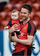 4 June 2017; Mark Poland of Down celebrates with his nine month old son Cillian after the Ulster GAA Football Senior Championship Quarter-Final match between Down and Armagh at Páirc Esler, in Newry. Photo by Daire Brennan/Sportsfile