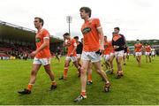 4 June 2017; Armagh players leave the pitch after the Ulster GAA Football Senior Championship Quarter-Final match between Down and Armagh at Páirc Esler, in Newry. Photo by Philip Fitzpatrick/Sportsfile