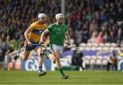 4 June 2017; Cian Lynch of Limerick in action against Conor Cleary of Clare during the Munster GAA Hurling Senior Championship Semi-Final match between Limerick and Clare at Semple Stadium, in Thurles, Co. Tipperary. Photo by Ray McManus/Sportsfile