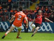 4 June 2017; Shay Millar of Down in action against James Morgan of Armagh during the Ulster GAA Football Senior Championship Quarter-Final match between Down and Armagh at Páirc Esler, in Newry. Photo by Philip Fitzpatrick/Sportsfile