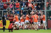 4 June 2017; A scuffle breaks out between Armagh and Down players near the end of the game the Ulster GAA Football Senior Championship Quarter-Final match between Down and Armagh at Páirc Esler, in Newry. Photo by Daire Brennan/Sportsfile