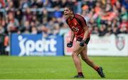 4 June 2017; Finn McElroy of Down celebrates at the final whistle after the Ulster GAA Football Minor Championship Quarter-Final match between Down and Armagh at Páirc Esler, in Newry. Photo by Daire Brennan/Sportsfile