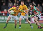 8 January 2012; Wayne McKeon, Leitrim, in action against Kevin McLoughlin, Mayo. FBD Insurance League, Section B, Round 1, Mayo v Leitrim, Ballyhaunis GAA Club, Ballyhaunis, Co. Mayo. Picture credit: David Maher / SPORTSFILE