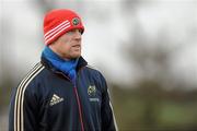 10 January 2012; Munster's Paul O'Connell watches on during squad training ahead of their Heineken Cup, Pool 1, Round 5, game against Castres Olympique on Saturday. Munster Rugby Squad Training, Cork Institute of Technology, Bishopstown, Cork. Picture credit: Diarmuid Greene / SPORTSFILE
