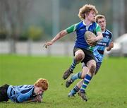 11 January 2012; Jack Cleary, Gorey CS, goes past the tackle of Eoghan McDonnell, Newpark Comprehensive. Vinnie Murray Cup, 1st Round, Gorey CS v Newpark Comprehensive, Greystones RFC, Greystones, Co. Wicklow. Picture credit: Matt Browne / SPORTSFILE