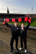 12 January 2012; Bohemian FC team manager Aaron Callaghan, left, with his assistant manager Owen Heary ahead of a media briefing. Dalymount Park, Dublin. Picture credit: Brian Lawless / SPORTSFILE
