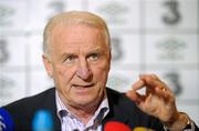 13 January 2012; Republic of Ireland manager Giovanni Trapattoni speaking at an FAI press conference. Clarion Hotel, Dublin Airport, Dublin. Photo by Sportsfile