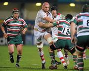 13 January 2012; Dan Tuohy, Ulster, supported by Stephen Ferris runs at Matt Smith, Leicester Tigers. Heineken Cup, Pool 4, Round 5, Ulster v Leicester Tigers, Ravenhill Park, Belfast, Co. Antrim. Picture credit: Oliver McVeigh / SPORTSFILE
