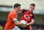 4 June 2017; Rory Grugan of Armagh in action against Darragh O'Hanlon of Down during the Ulster GAA Football Senior Championship Quarter-Final match between Down and Armagh at Páirc Esler, in Newry. Photo by Philip Fitzpatrick/Sportsfile