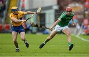 4 June 2017; Barry Nash of Limerick in action against Seadna Morey of Clare during the Munster GAA Hurling Senior Championship Semi-Final between Limerick and Clare at Semple Stadium in Thurles, Co. Tipperary. Photo by Diarmuid Greene/Sportsfile