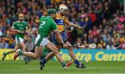 4 June 2017; Conor McGrath of Clare in action against Sean Finn of Limerick during the Munster GAA Hurling Senior Championship Semi-Final match between Limerick and Clare at Semple Stadium, in Thurles, Co. Tipperary. Photo by Ray McManus/Sportsfile
