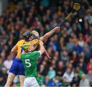 4 June 2017; John Conlon of Clare in action against Dan Morrissey of Limerick during the Munster GAA Hurling Senior Championship Semi-Final match between Limerick and Clare at Semple Stadium, in Thurles, Co. Tipperary. Photo by Ray McManus/Sportsfile