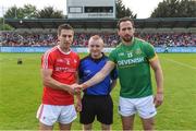 4 June 2017; Referee Barry Cassidy with Padraig Rath captain of Louth and Graham Reilly captain of Meath during the Leinster GAA Football Senior Championship Quarter-Final match between Meath and Louth at Parnell Park, in Dublin. Photo by Matt Browne/Sportsfile