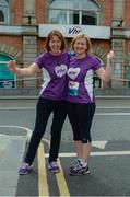 5 June 2017; Sinead Gray, left, and Denise Maher both members of team Cork pictured ahead of the 2017 Vhi Women’s Mini Marathon. The event saw nearly 33,000 participants take to the streets of Dublin to run, walk and jog the 10km route, raising much needed funds for hundreds of charities around the country. At Vhi Offices, in Abbey Street, Dublin. Photo by Seb Daly/Sportsfile
