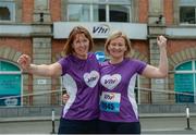 5 June 2017; Sinead Gray, left, and Denise Maher both members of team Cork pictured ahead of the 2017 Vhi Women’s Mini Marathon. The event saw nearly 33,000 participants take to the streets of Dublin to run, walk and jog the 10km route, raising much needed funds for hundreds of charities around the country. At Vhi Offices, in Abbey Street, Dublin. Photo by Seb Daly/Sportsfile