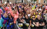 5 June 2017; VHI support team members David Gillick and Amanda Byram with participants prior to the 2017 VHI Women’s Mini Marathon. Nearly 33,000 participants took to the streets of Dublin to run, walk and jog the 10km route, raising much needed funds for hundreds of charities around the country. For further information please log on to www.vhiwomensminimarathon.ie Photo by Sam Barnes/Sportsfile