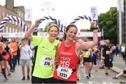 5 June 2017; Adel Crosbie, left, from Malahide Co. Dublin, along with Maureen Ryan, also from Malahide Co. Dublin, celebrate after finishing the Vhi Women’s Mini Marathon 2017. Nearly 33,000 participants took to the streets of Dublin to run, walk and jog the 10km route, raising much needed funds for hundreds of charities around the country. For further information please log on to www.vhiwomensminimarathon.ie Photo by Seb Daly/Sportsfile