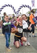 5 June 2017; Winner Ann Marie McGlynn from Strabane, Co. Tyrone, with her children. Alfie, age 5, and daughter Lexie, age 7, after the VHI Women’s Mini Marathon 2017. Nearly 33,000 participants took to the streets of Dublin to run, walk and jog the 10km route, raising much needed funds for hundreds of charities around the country. For further information please log on to www.vhiwomensminimarathon.ie  Photo by Sam Barnes/Sportsfile Photo by Seb Daly/Sportsfile