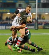 13 January 2012; Stefan Terblanche, Ulster, is tackled by Geordan Murphy, Leicester Tigers, near the line. Heineken Cup, Pool 4, Round 5, Ulster v Leicester Tigers, Ravenhill Park, Belfast, Co. Antrim. Picture credit: Oliver McVeigh / SPORTSFILE