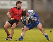 15 January 2012; Shane Smyth, Monaghan, in action against Marcus Miskelly, Down. Power NI Dr. McKenna Cup, Section B, Monaghan v Down, St Tiernach's Park, Clones, Co. Monaghan. Photo by Sportsfile