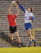 15 January 2012; Mark Doran, Down, in action against Carl O'Connell, Monaghan. Power NI Dr. McKenna Cup, Section B, Monaghan v Down, St Tiernach's Park, Clones, Co. Monaghan. Photo by Sportsfile