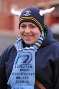 15 January 2012; Leinster supporter Ciara Fisher, from Baltinglass, Co. Wicklow, ahead of the game. Heineken Cup, Pool 3, Round 5, Glasgow Warriors v Leinster, Firhill Arena, Glasgow, Scotland. Picture credit: Stephen McCarthy / SPORTSFILE