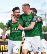 2 June 2017; Cork City's Sean Maguire celebrates with teammate Kevin O'Connor, right, after scoring his side's first goal of the game during the SSE Airtricity League Premier Division match between Dundalk and Cork City at Oriel Park in Dundalk, Co. Louth. Photo by Ramsey Cardy/Sportsfile