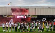 2 June 2017; Both teams ahead of the SSE Airtricity League Premier Division match between Dundalk and Cork City at Oriel Park in Dundalk, Co. Louth. Photo by Ramsey Cardy/Sportsfile