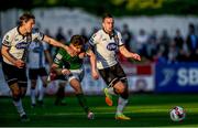 2 June 2017; Sean Maguire of Cork City is tackled by Niclas Vemmelund, left, and Robbie Benson of Dundalk during the SSE Airtricity League Premier Division match between Dundalk and Cork City at Oriel Park in Dundalk, Co. Louth. Photo by Ramsey Cardy/Sportsfile