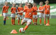 6 June 2017; Orla Moore, age 11, of Evergreen FC, Co Kilkenny, shoots on goal during the Aviva Soccer Sisters Event at Aviva Stadium, in Lansdowne Rd, Dublin 4. Photo by Cody Glenn/Sportsfile