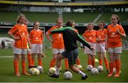 6 June 2017; Claire Kinsella of Peamount United teaching skills to attendees during the Aviva Soccer Sisters Event at Aviva Stadium, in Lansdowne Rd, Dublin 4. Photo by Sam Barnes/Sportsfile