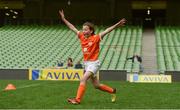 6 June 2017; Emma Whyte, age 11, from Rush Athletic FC, Co Dublin, celebrates a goal during the Aviva Soccer Sisters Event at Aviva Stadium, in Lansdowne Rd, Dublin 4. Photo by Cody Glenn/Sportsfile