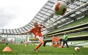 6 June 2017; Shooting drills during the Aviva Soccer Sisters Event at Aviva Stadium, in Lansdowne Rd, Dublin 4. Photo by Cody Glenn/Sportsfile