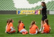 6 June 2017; Lauryn O'Callaghan of Peamount United instructs players from Portmarnock AFC, Co Dublin, during the Aviva Soccer Sisters Event at Aviva Stadium, in Lansdowne Rd, Dublin 4. Photo by Cody Glenn/Sportsfile