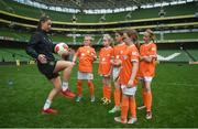 6 June 2017; Lauryn O'Callaghan, Peamount United, instructs players from Arlington FC, Co Laois, during the Aviva Soccer Sisters Event at Aviva Stadium, in Lansdowne Rd, Dublin 4. Photo by Cody Glenn/Sportsfile