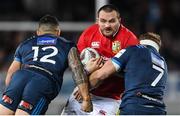 7 June 2017; Ken Owens of the British & Irish Lions is tackled by Sonny Bill Williams, left, and Blake Gibson of the Blues during the match between Auckland Blues and the British & Irish Lions at Eden Park in Auckland, New Zealand. Photo by Stephen McCarthy/Sportsfile