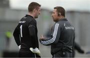 4 June 2017; Kildare manager Cian O'Neill with goalkeeper Mark Donnellan before the Leinster GAA Football Senior Championship Quarter-Final match between Laois and Kildare at O'Connor Park, in Tullamore, Co. Offaly.   Photo by Piaras Ó Mídheach/Sportsfile