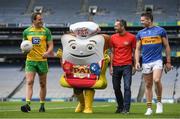 7 June 2017; The GAA and GPA are delighted to announce a new partnership with Pat the Baker to promote the new Protein Bread at Croke Park in Dublin. The five year revenue share agreement will see a percentage of all sales going towards the GPA Player Development Programme, supported by the GAA. The Programme assists county players in critical areas of their off-field lives including education, career and personal development, health and wellbeing. In attendance at the launch are, from left, Donegal footballer Michael Murphy, former Dublin footballer Alan Brogan and Tipperary hurler Padraic Maher. Photo by Brendan Moran/Sportsfile