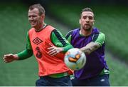 7 June 2017; Glenn Whelan, left, and Shane Duffy of Republic of Ireland during squad training at the Aviva Stadium in Dublin. Photo by David Maher/Sportsfile