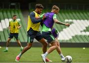 7 June 2017; Jeff Hendrick and Cyrus Christie of the Republic of Ireland during squad training at the Aviva Stadium in Dublin. Photo by David Maher/Sportsfile