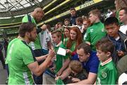 7 June 2017; Harry Arter, left, and Darren Randolph of Republic of Ireland sign autographs for supporters at the end of squad training at the Aviva Stadium in Dublin. Photo by David Maher/Sportsfile