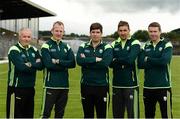 7 June 2017; The Kerry management team, from left to right, Mikey Sheehy, Liam Hassett, manager Eamonn Fitzmaurice, Maurice Fitzgerald, and Padraig Corcoran. Kerry Football headshots at Fitzgerald Stadium in Killarney, Co Kerry.  Photo by Diarmuid Greene/Sportsfile