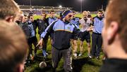 14 January 2012; The UCD coach, Stephen Gallagher, speaks to his players before the game. Bord na Mona O'Byrne Cup, Quarter-Final, Dublin v UCD, Parnell Park, Dublin. Picture credit: Ray McManus / SPORTSFILE