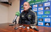 17 January 2012; Munster's Paul O'Connell speaking during a press conference ahead of their Heineken Cup, Pool 1, Round 6, game against Northampton Saints on Saturday. Munster Rugby Press Conference, University of Limerick, Limerick. Picture credit: Diarmuid Greene / SPORTSFILE